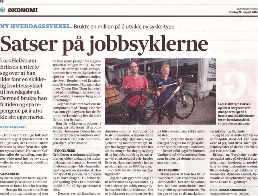 2014-08-20 FÃ¦drelandsvennen - Satser p&aring; jobbsyklerne